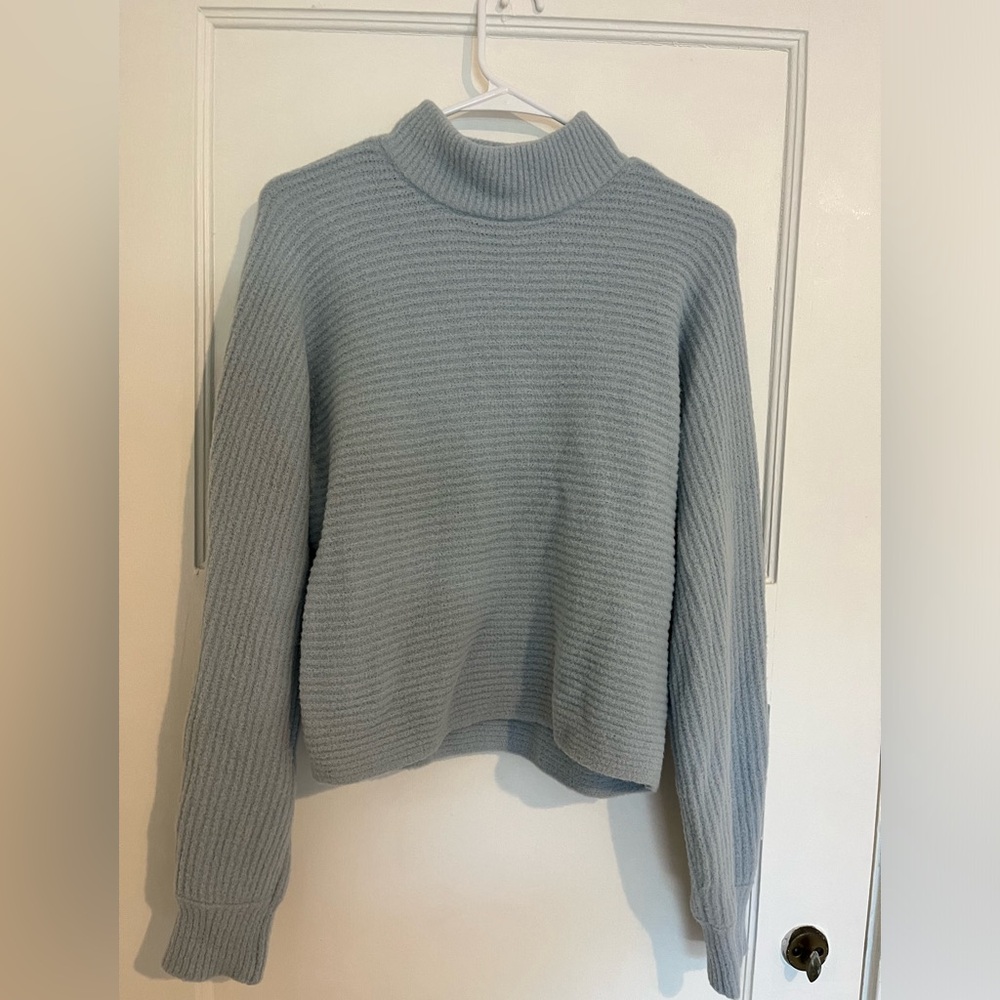 Rachel Zoe Light Blue Ribbed Mock Neck Sweater